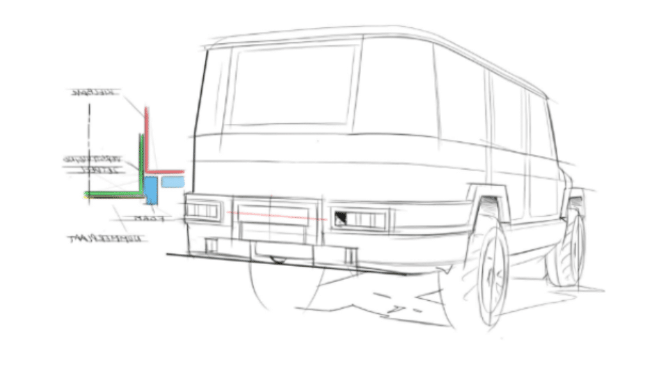 Technische tekening amfibie voertuig