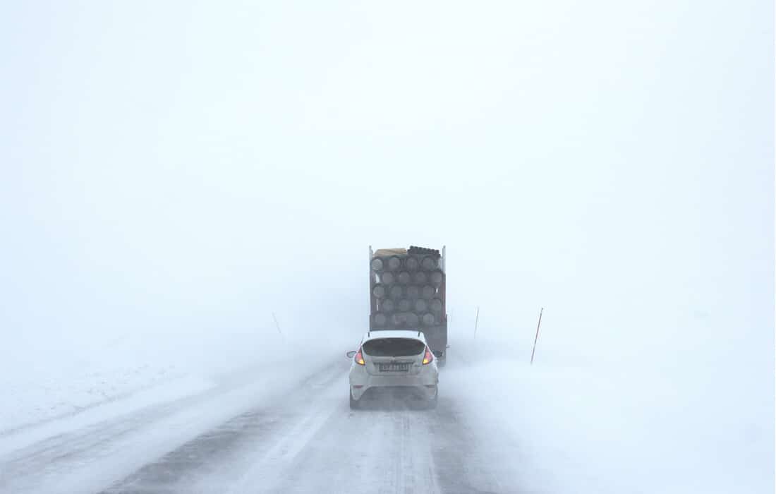 LED achterlichten in winterweer