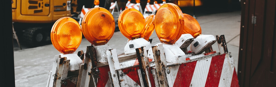 Working safely along public roads with guide beacons