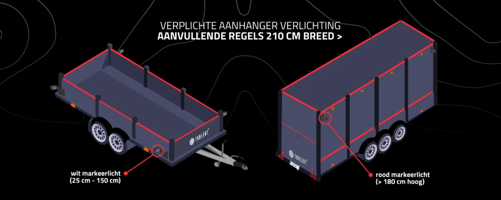verplichte verlichting aanhanger 210 cm breder