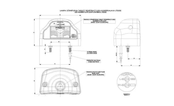 LED kentekenlamp incl. rood markeerlicht 12-24v | MK-800R-LTD 232-MK-800R-3