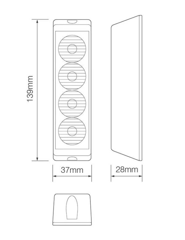 LED flitser 4 LED's | blauw | 10-30v | LED4DVB-LED4DVB-LED4DVB-2