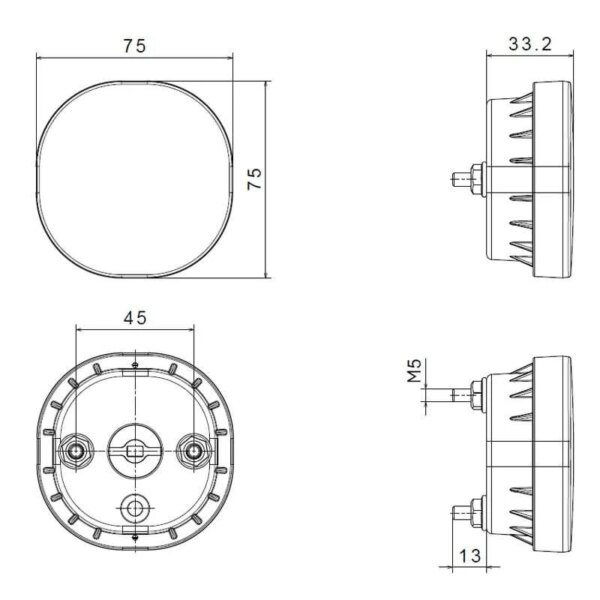LED achteruitrijlicht | 12-24v | staande montage | 50cm. kabel | VR-340-FT-410 LED-VR-340-2