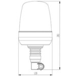 LED Zwaailamp Amber R65 met Flexi DIN montagevoet 12-24V | S07ZL003.1--S07ZL003.1-2