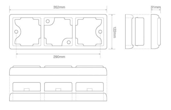 LED achterlicht met zwarte rand | 12-24v | 40cm. kabel | 100BSTIWFMRE-100BSTIWFMRE-100BSTIWFMRE-2