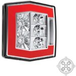 LED compact achterlicht met kentekenverlichting | 12-36v | 5-PIN | V10C4-730B5-FT-120 T LED BAJONET-V10C4-730B5