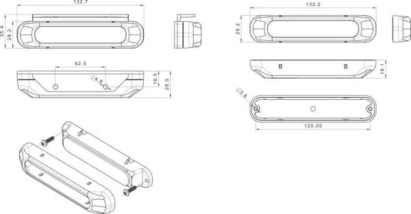 R65 LED flitser 6 LED's Dark Rood 10 - 30V | S10F6200DR-FT-200 C LED DARK-S10F6200DR-3 R65 LED flitser 6 LED's Dark Rood 10 - 30V | S10F6200DR-FT-200 C LED DARK-S10F6200DR-3