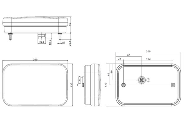 Rechts | LED achterlicht met achterlicht & kentekenlicht | 12v | 5-PIN | VC-2732B5-FT-270 P TB LED COF BAJONET 5PIN-VC-2732B5-7