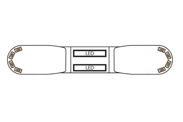LED flitsbalk amber | 13 serie | ECE-R65 amber | transparant | wit midden | 1000mm | 12 LE | 13-01006-E-13-01006-E-13-01006-E-2