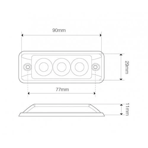 Ultra platte Slimline LED flitser | 3 LED's | Amber | 10-30v | S11F3003--S11F3003-4 Ultra platte Slimline LED flitser | 3 LED's | Amber | 10-30v | S11F3003--S11F3003-4