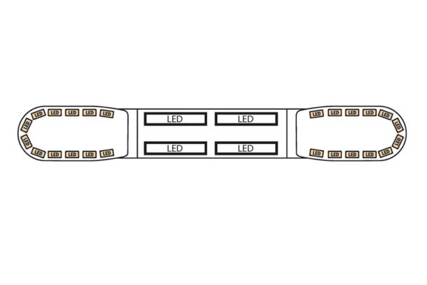 LED flitsbalk amber | 13 serie | ECE-R65 amber | wit midden | 1250mm | 24 LE | 13-01007-E-13-01007-E-13-01007-E-2