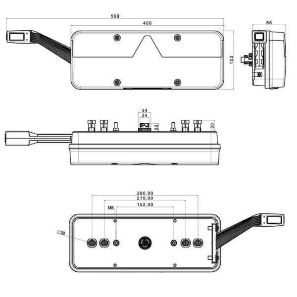 Rechts | LED Trailerlamp | dynamisch knipperlicht | 9-36v | 7-PIN+superseal+alarm | VC-1022B7SSA-FT-500-23678 LED-VC-1022B7SSA-3