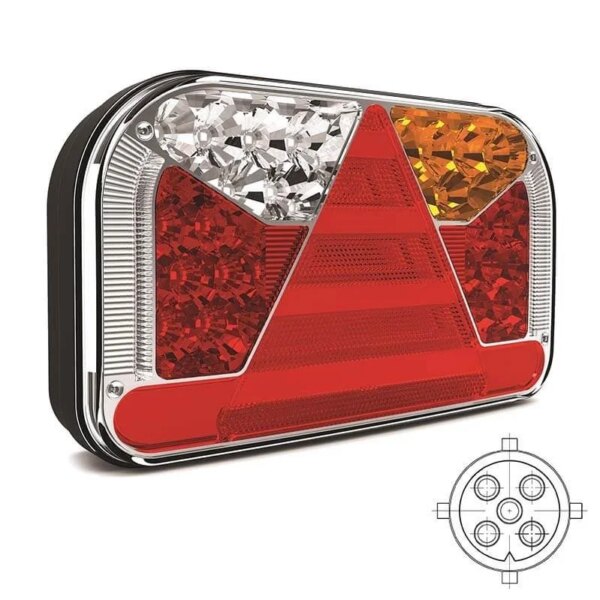 Links | LED achterlicht met kentekenlicht | 12-36v | 5-PIN | V10C5-521B5-FT-170 L TB LED SPK BAJONET 5 PIN-V10C5-521B5
