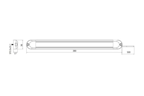 LED interieurverlichting 38cm - 12-24v - 50cm kabel--BG-2038-2
