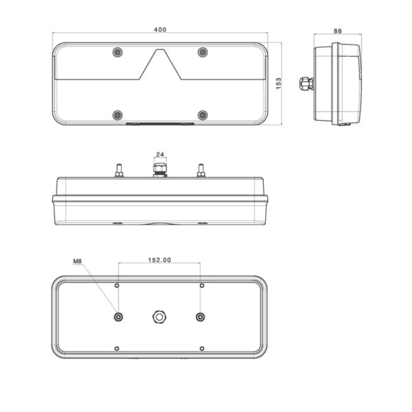 Rechts | LED Trailerlamp | dynamisch knipperlicht | 9-36v | 200cm. kabel | VC-1012-FT-500-25 LED-VC-1012-6