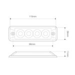 Ultra platte Slimline LED flitser 4 LED's | R65 | Amber | 10-30v | S11F4002--S11F4002-4