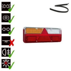Links | LED trailerlamp | dynamisch knipperlicht | 9-36v | 200cm. kabel | VC-1011-FT-500-15 LED-VC-1011