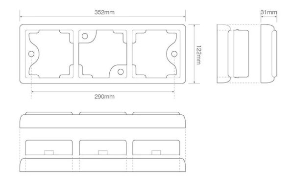 LED achterlicht met zwarte rand | 12-24v | 40cm. kabel | 100BRAWME-100BRAWME-100BRAWME-2