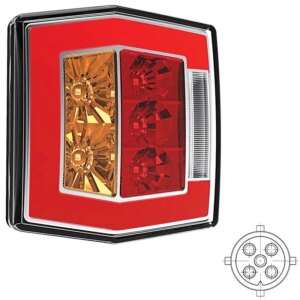 LED compact achterlicht met kentekenverlichting | 12-36v | 5-PIN | V10C4-750B5-FT-122 T LED BAJONET-V10C4-750B5