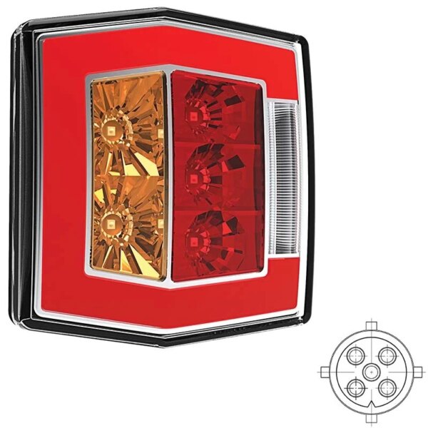 LED compact achterlicht met kentekenverlichting | 12-36v | 5-PIN | V10C4-750B5-FT-122 T LED BAJONET-V10C4-750B5