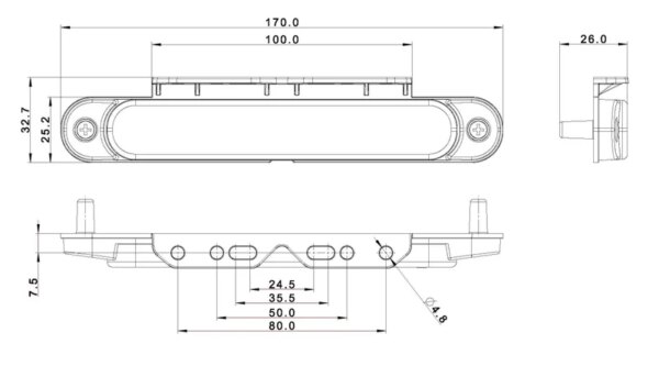 LED Slimline markeerlicht rood beugel 12-24v 50cm kabel | MV-6550R-FT-065 C+K LED-MV-6550R-3