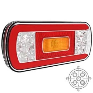 LED achterlicht met kentekenverlichting | 12-36v | 5-PIN | V10C6-630B5-FT-130 COF LED BAJONET-V10C6-630B5