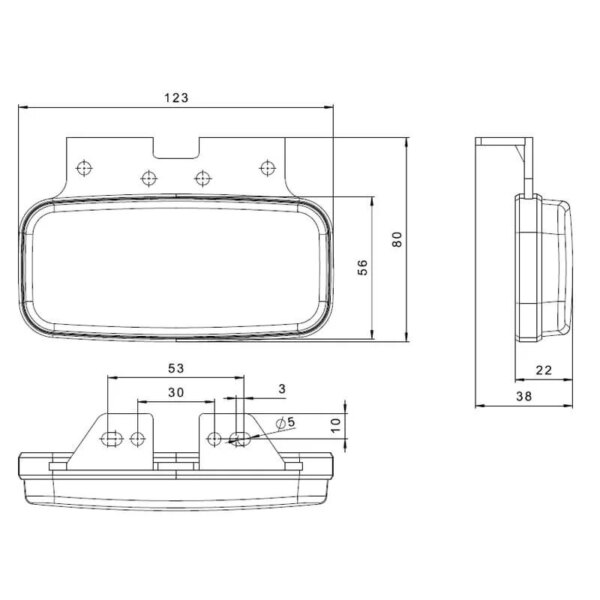 LED markeringslicht wit | 12-24v | 50cm. kabel | MV-1250W-FT-075 B+K LED-MV-1250W-3