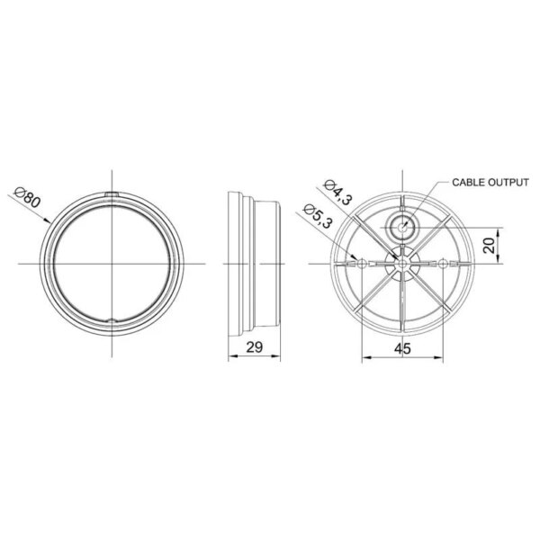 LED markeringslicht amber | 12-24v | 50cm. kabel | MV-1300A-FT-060 Z LED-MV-1300A-4