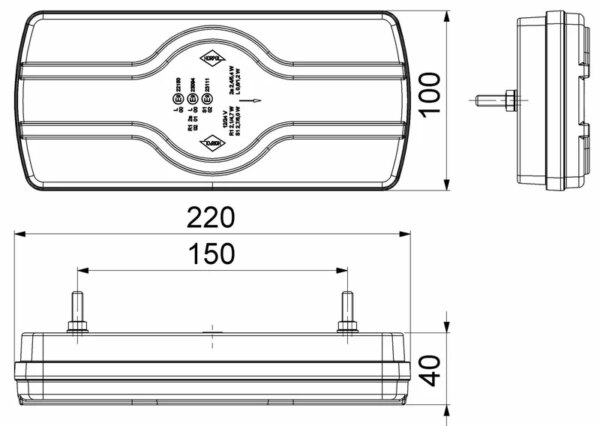 LED neon achterlicht met kentekenverlichting | 12-24v | 2