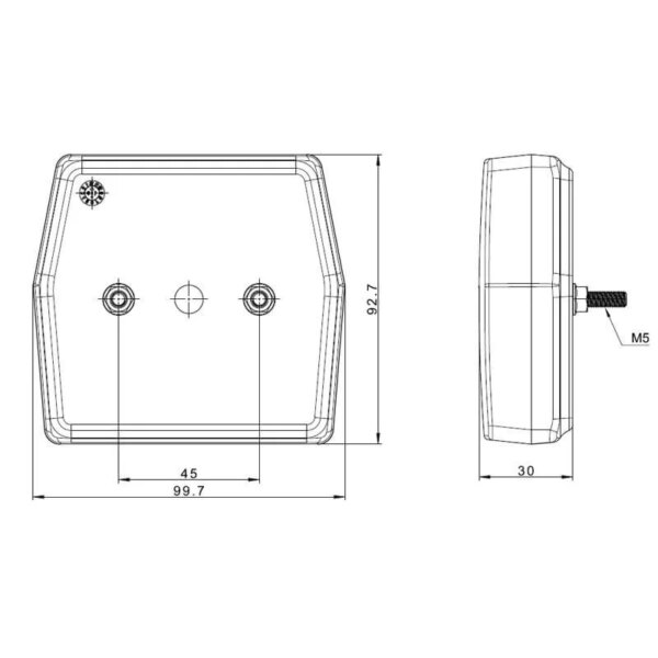 LED compact achterlicht | 12v | 100cm. kabel met kentekenverlichting | VC-2210-FT-222 LED T-VC-2210-3