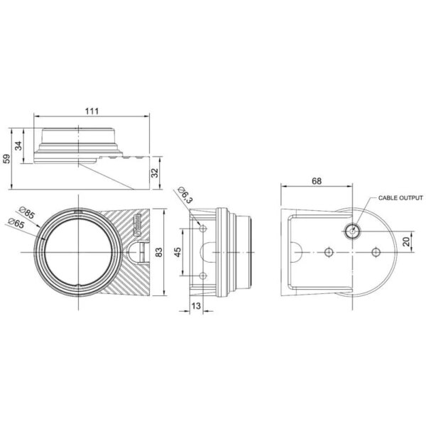 LED markeringslicht wit | 12-24v | 50cm. kabel | MV-1300W-FT-060 B LED-MV-1300W-5