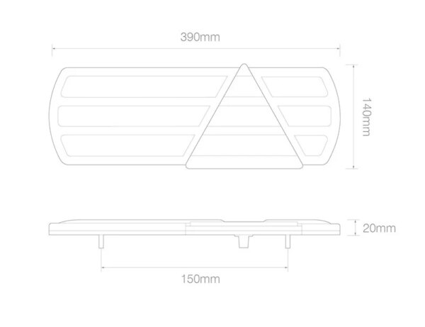LED slimline achterlicht zonder kentekenverlichting | 12-24v | 40cm. kabel | EU390L-EU390L-EU390L-6
