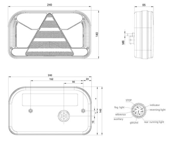 Rechts | LED achterlicht met kentekenlicht | 12-36v | 7-PIN | V10C7-552B7-FT-170 P TB LED AMP 7 PIN-V10C7-552B7-4