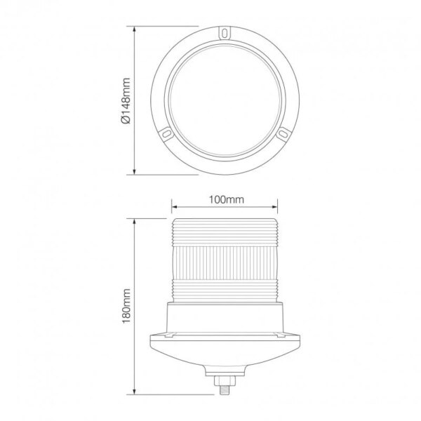 LED flits zwaailamp | 10-30v | met PC enkel bouts montagevoet | R10 | EQPR10ABM-SB-EQPR10ABM-SB-EQPR10ABM-SB-2