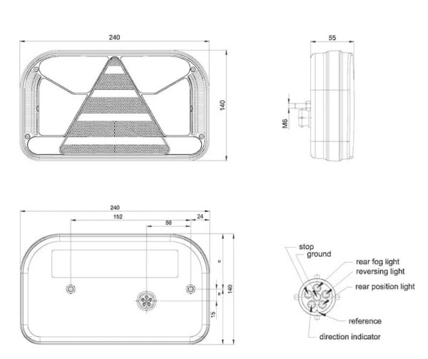 Rechts | LED achterlicht met kentekenlicht | 12-36v | 5-PIN | V10C5-522B5-FT-170 P TB LED SPK BAJONET 5 PIN-V10C5-522B5-4