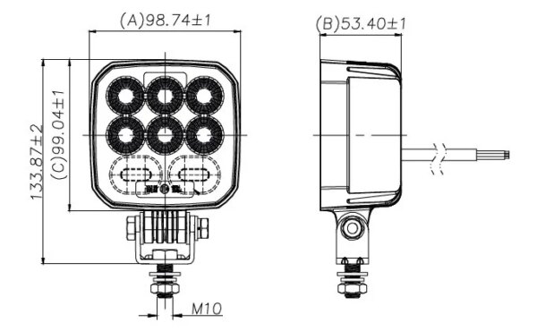 LED werklamp | R65 flitser | 2250 lumen | 9-36v | 4m. kabel | WFF-1822A--WFF-1822A-9