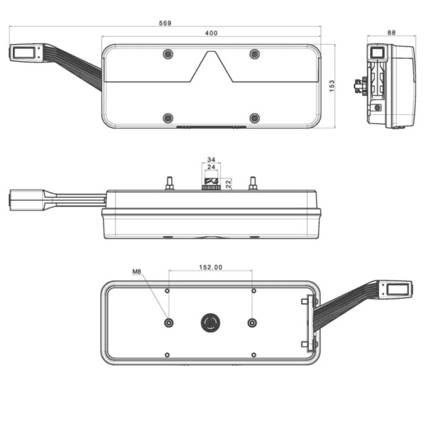 Links | LED trailerlamp | dynamisch knipperlicht | 9-36v | 7-PIN | VC-1021B7-FT-500-136 LED-VC-1021B7-2