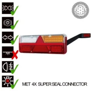 Rechts | LED Trailerlamp | dynamisch knipperlicht | 9-36vv | 7-PIN | Super Seal | 200cm. kabel | VC-1022B7SS-FT-500-2367 LED-VC-1022B7SS