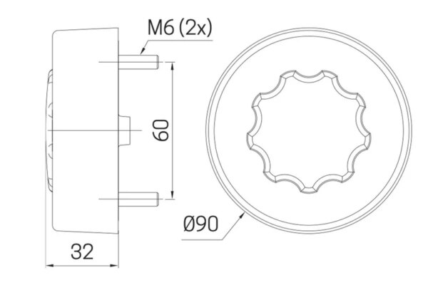LED achteruitrijlicht rond