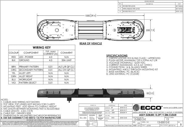 LED flitsbalk amber | 13 serie | ECE-R65 amber | transparant | 1000mm | 16 LED's | 13-00012-E - Afbeelding 3