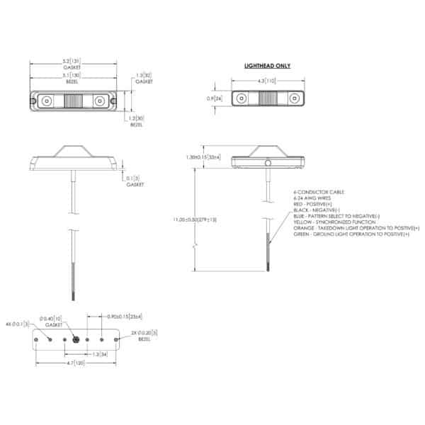 LED flitser 6-LED | wit | 12-24v | ED3777W - Afbeelding 2