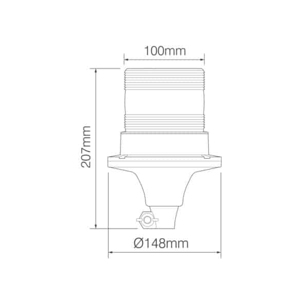 R65 LED flits-zwaailamp 10 - 30v met PC Flexi-DIN-voet - Afbeelding 2