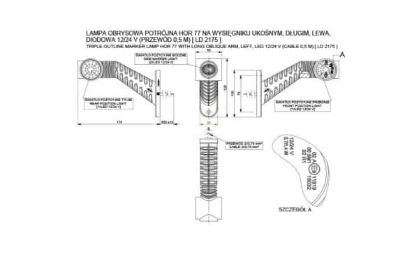 LED dark breedtelamp links 12-24v 0.5m. kabel - Afbeelding 4