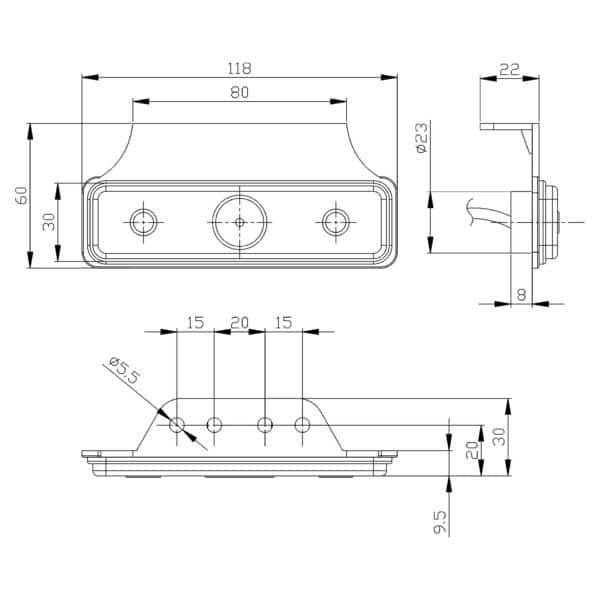 LED markeringslicht | amber | 12-24v | 50cm. kabel | 0,75mm. connector | MV-2960A - Afbeelding 3