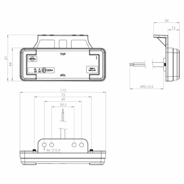 LED Zij-markeringslicht met knipperlichtfunctie | 12-24v | 0,5m kabel | MZK-3150A - Afbeelding 2