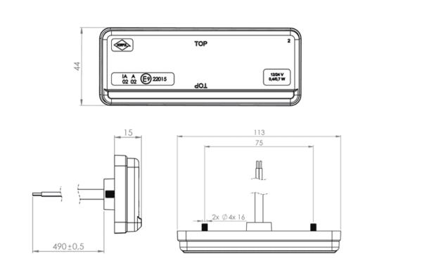 LED Zij-markeringslicht met knipperlichtfunctie 12-24V 0,5m kabel | MZK-3200HA - Afbeelding 3