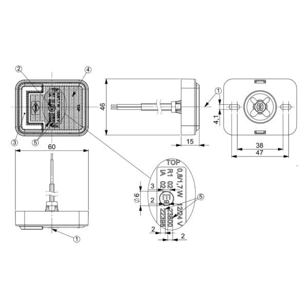 LED markeringslicht neon wit met beugel | 12-24v | 50cm. kabel | MV-3500W - Afbeelding 9