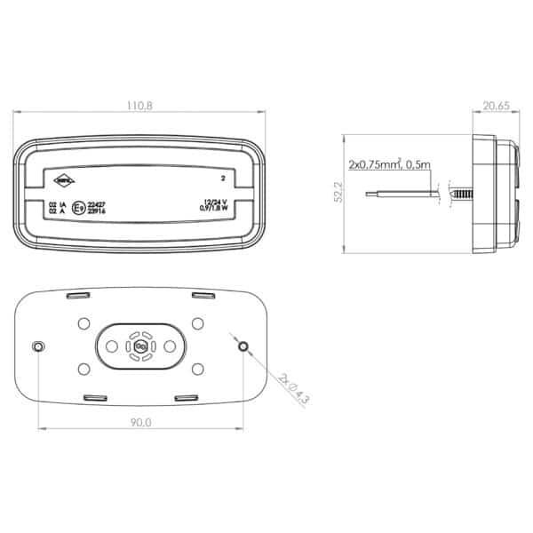 LED markeringslicht Rood | 12-24v | 50cm. kabel | MV-4900R - Afbeelding 4