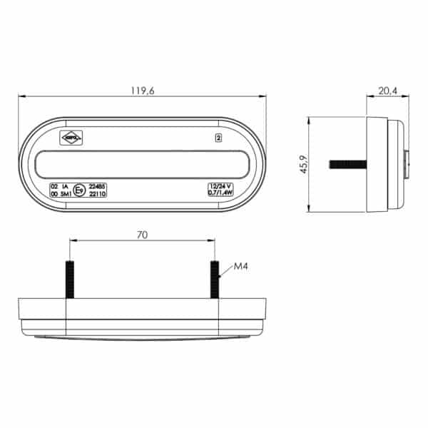 LED markeringslicht amber | 12-24v | 50cm. kabel | MV-5000A - Afbeelding 8