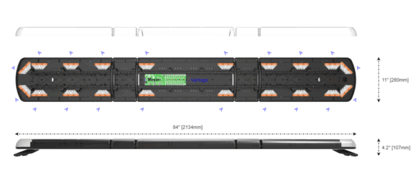 LED flitsbalk amber | 12 serie | ECE-R65 amber | transparant | 2133mm | 12-30997-E - Afbeelding 2
